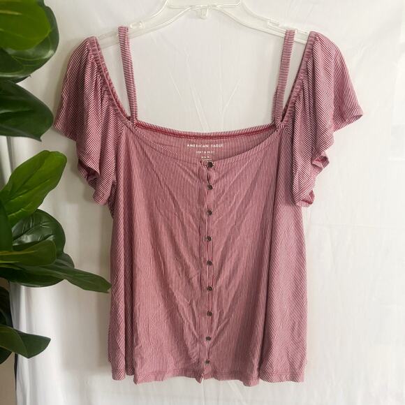 American Eagle Striped Button-Up Top Womens Size M - Picture 1 of 6